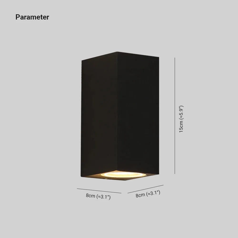 Vierkante Buitenwandlamp Zwart Metaal Glas LED Tuin Entree Verlichting Modern Design Waterdicht Buitenmuur | Sulvida