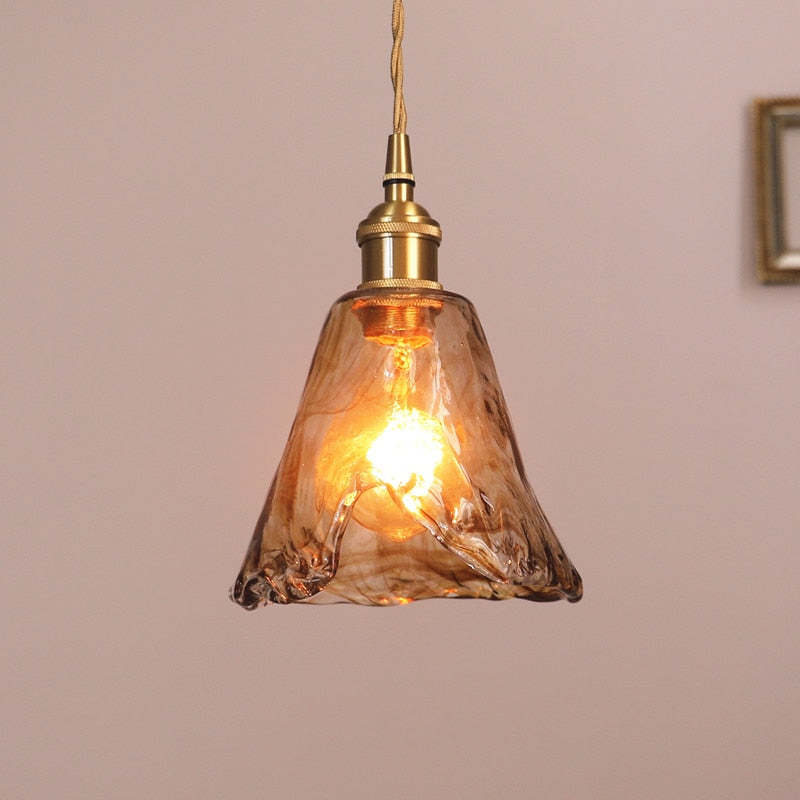 Hanglamp Glas Messing Industrieel Retro Design Woonkamer Eetkamer Slaapkamer Warm Licht LED E27 Vintage Stijl | Sulvida