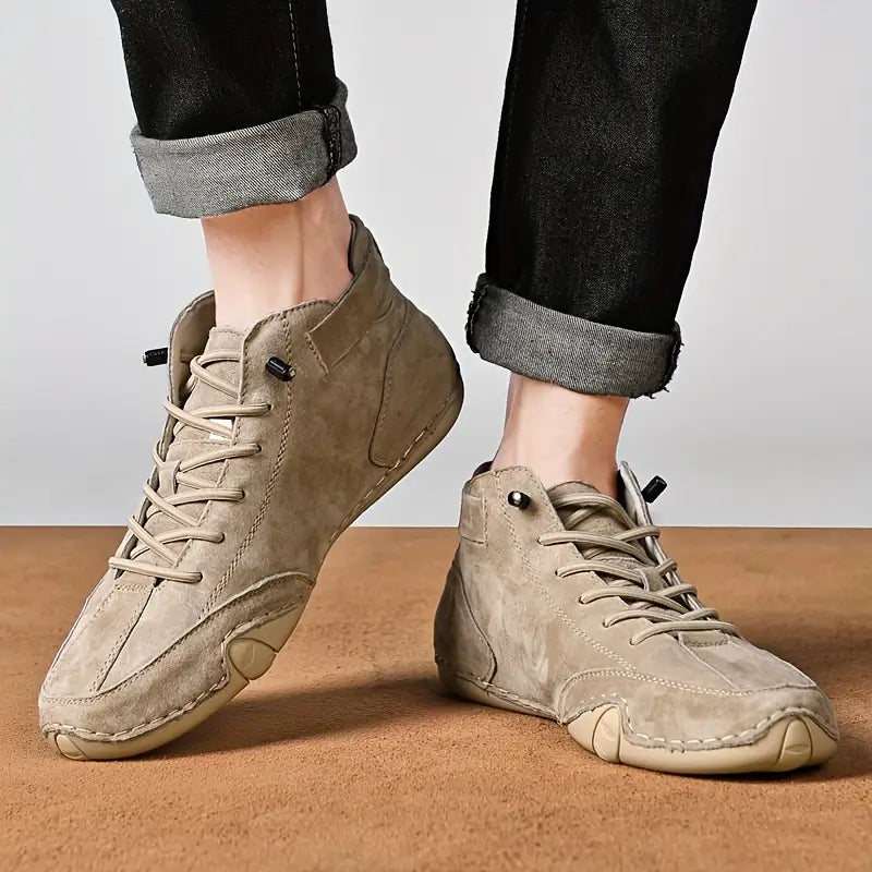 Waterdichte Herenschoenen Hoog met Elastische Sluiting Modern Stoer Ontwerp Leer Comfortabel Casual Dagelijks | Sulvida