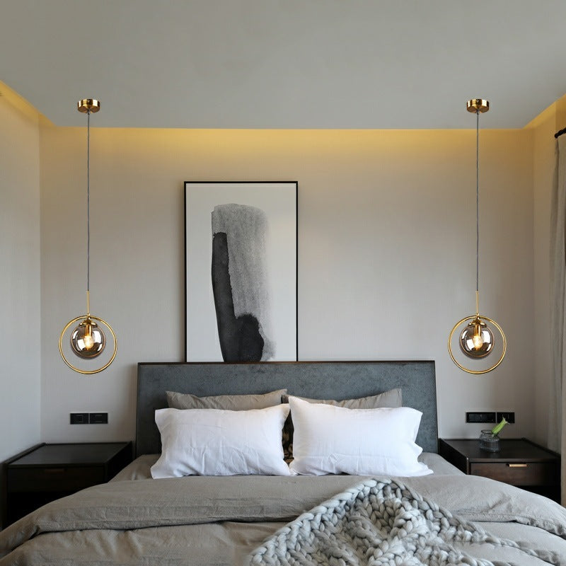 Glazen Hanglamp met Metalen Ring Dimbaar LED Verlichting voor Eetkamer Woonkamer Slaapkamer 10-15m² Modern | Sulvida