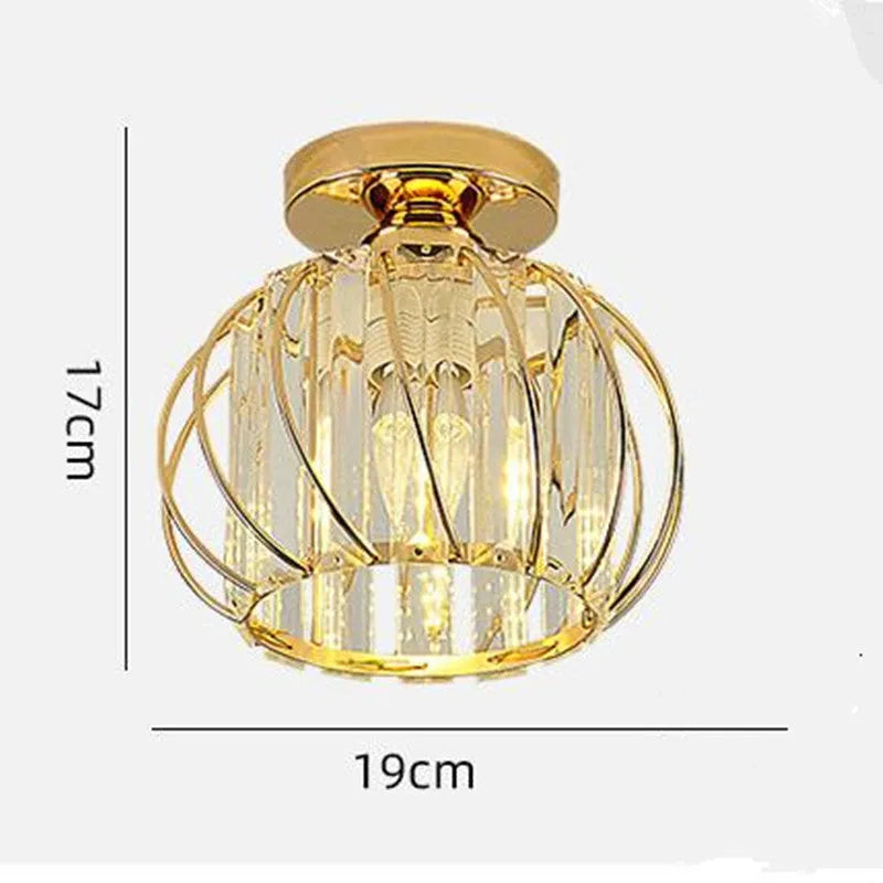 Kristallen Plafondlamp Metaal met E27 Fitting Goud Zwart Woonkamer Gang Eetkamer Luxe Moderne Verlichting | Sulvida