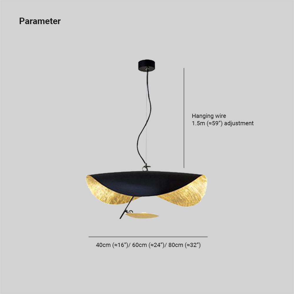 Hanglamp Metaal met Goudfolie 3 Kleuropties Warm Licht Verstelbaar Snoer Dimbaar Eetkamer Woonkamer Design | Sulvida