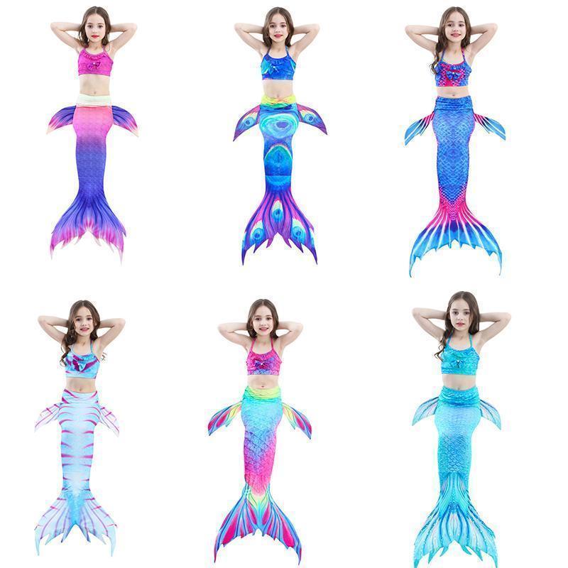Zeemeermin Zwemset Meisjes 3-delig Bikini met Shorts en Staart Zwembad Strand Zomer Kinderkleding Zwemkleding | Sulvida