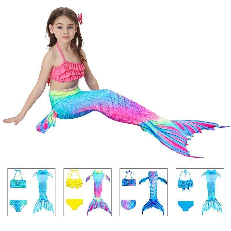Zeemeermin Zwemset Meisjes 3-delig Bikini met Shorts en Staart Zwembad Strand Zomer Kinderkleding Zwemkleding | Sulvida