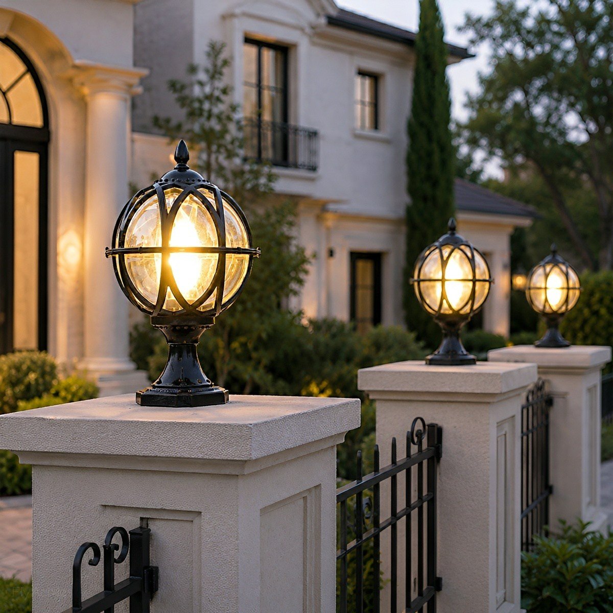 Buitenlamp Bol Paal Tuinverlichting Aluminium Glas Zwart Brons Wandlamp Landelijk Tuin Terras Patio Buiten | Sulvida