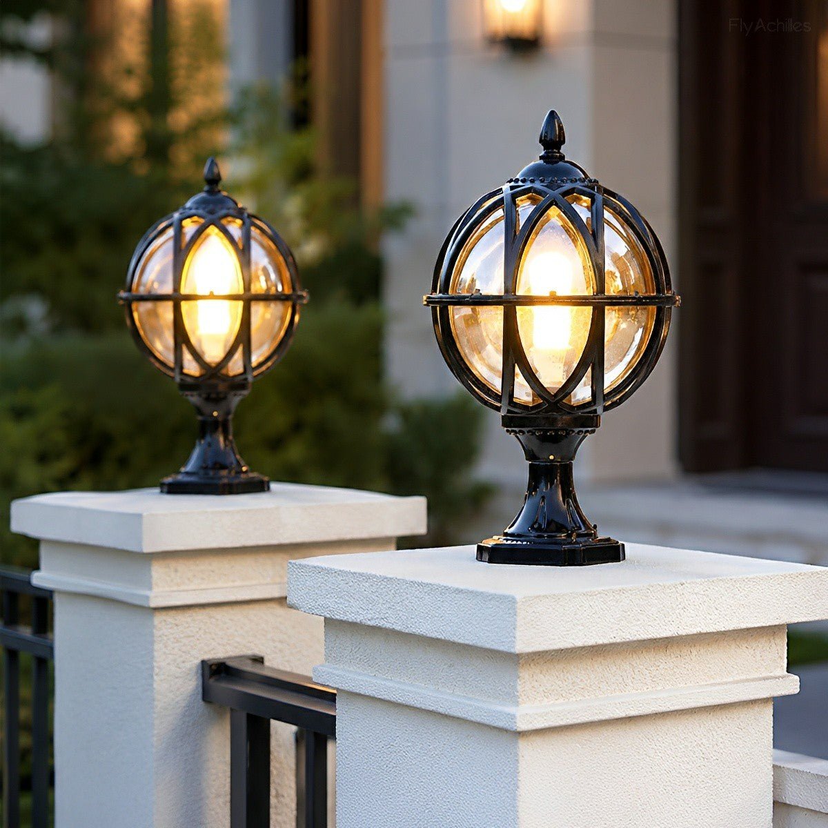 Buitenlamp Bol Paal Tuinverlichting Aluminium Glas Zwart Brons Wandlamp Landelijk Tuin Terras Patio Buiten | Sulvida