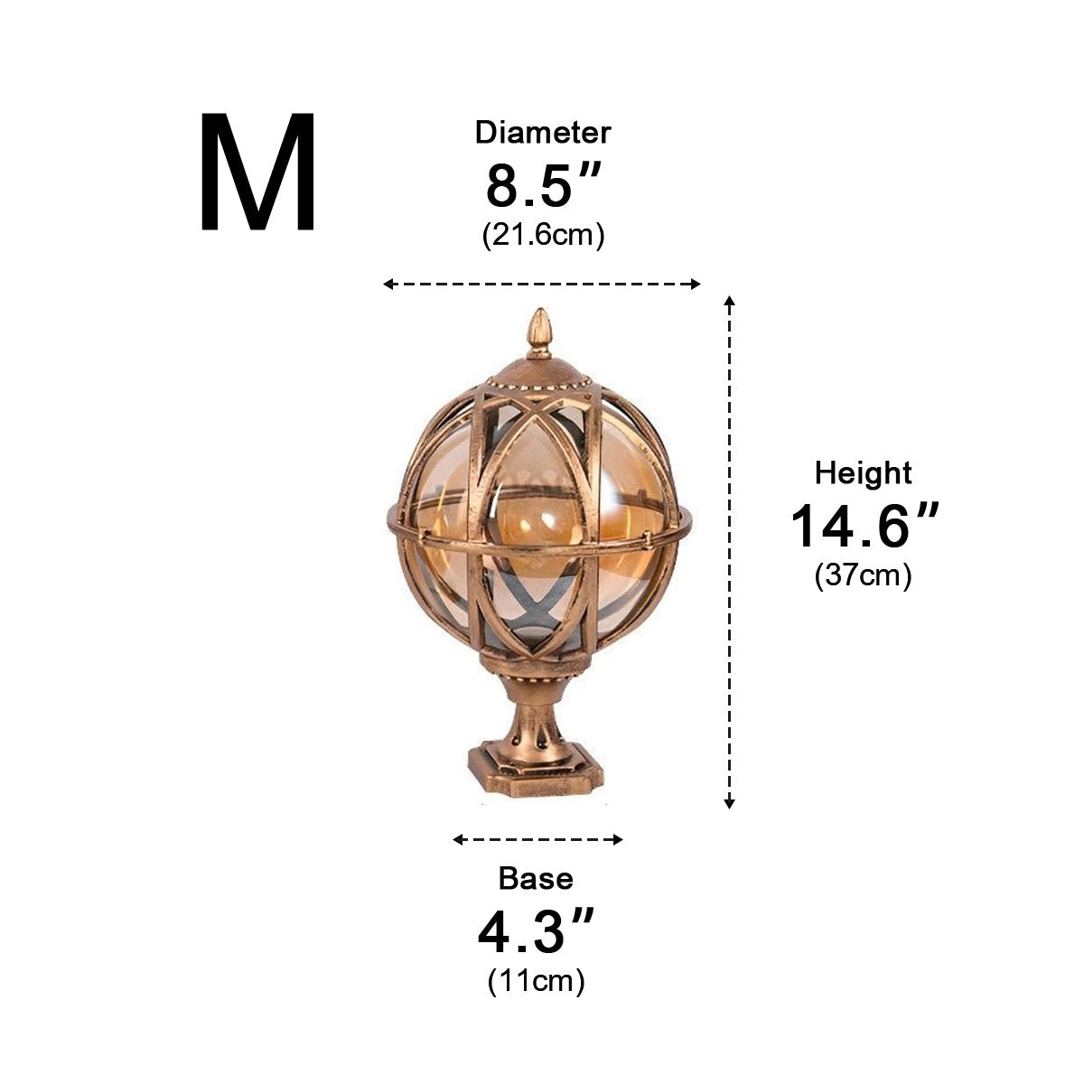 Buitenlamp Bol Paal Tuinverlichting Aluminium Glas Zwart Brons Wandlamp Landelijk Tuin Terras Patio Buiten | Sulvida