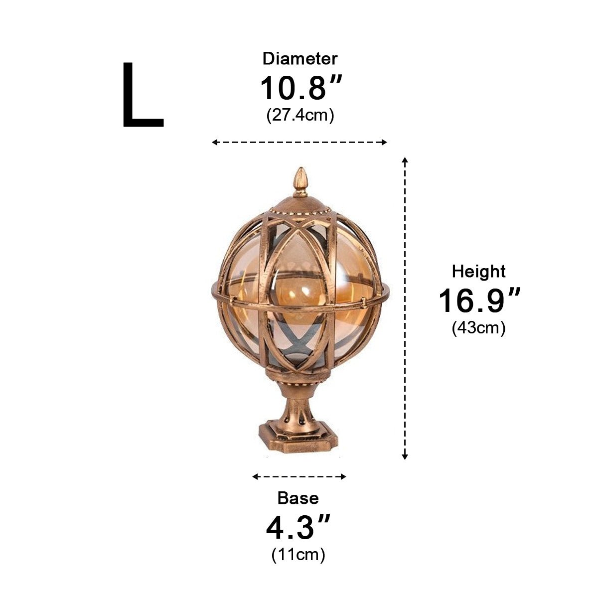 Buitenlamp Bol Paal Tuinverlichting Aluminium Glas Zwart Brons Wandlamp Landelijk Tuin Terras Patio Buiten | Sulvida