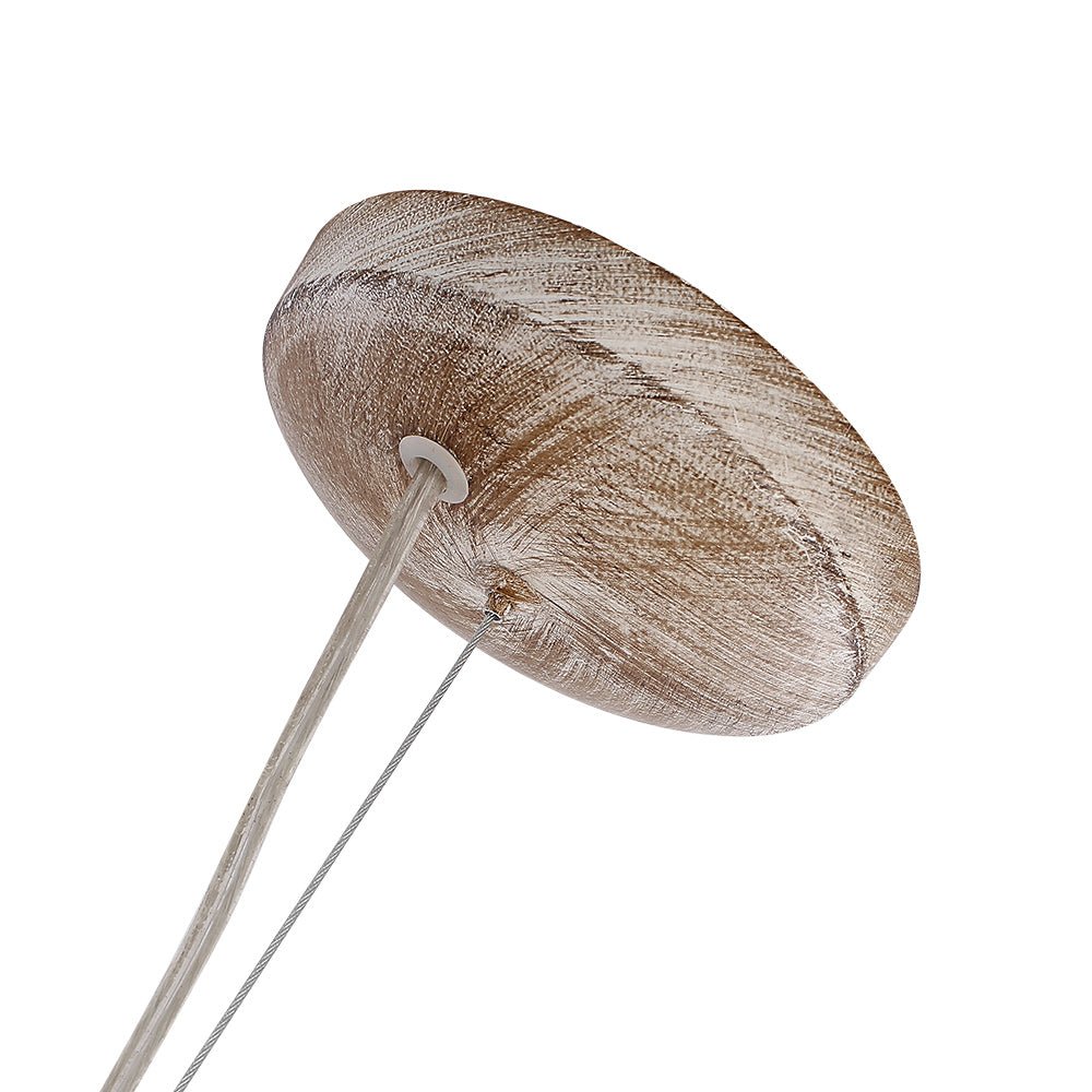 Hanglamp Houten Kralen Wit Gekalkt 8 of 9 Lichtpunten Starburst Design Eetkamer Woonkamer G9 max 25W | Sulvida