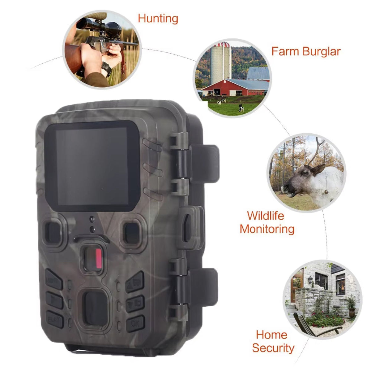 Caméra de chasse Wi-Fi avec carte SD de 32GB, vision en direct, surveillance, vision nocturne, étanche, détecteur de mouvement, observation de la faune en extérieur | Sulvida