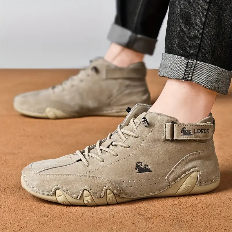 Waterdichte Herenschoenen Hoog met Elastische Sluiting Modern Stoer Ontwerp Leer Comfortabel Casual Dagelijks | Sulvida
