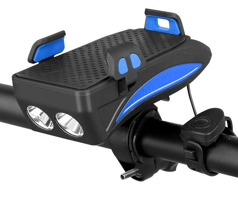 4-in-1 Multifunctionele Fietsstuurhouder met Powerbank, LED-Verlichting en Claxon voor Veilig Fietsen en Smartphone Opladen | Sulvida