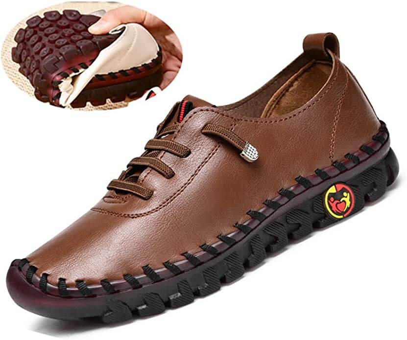 Dames Loafers Plat Leer Orthopedisch Comfortabel Antislip Voetboogsteun Zwart Wit Bruin Rood Instappers | Sulvida