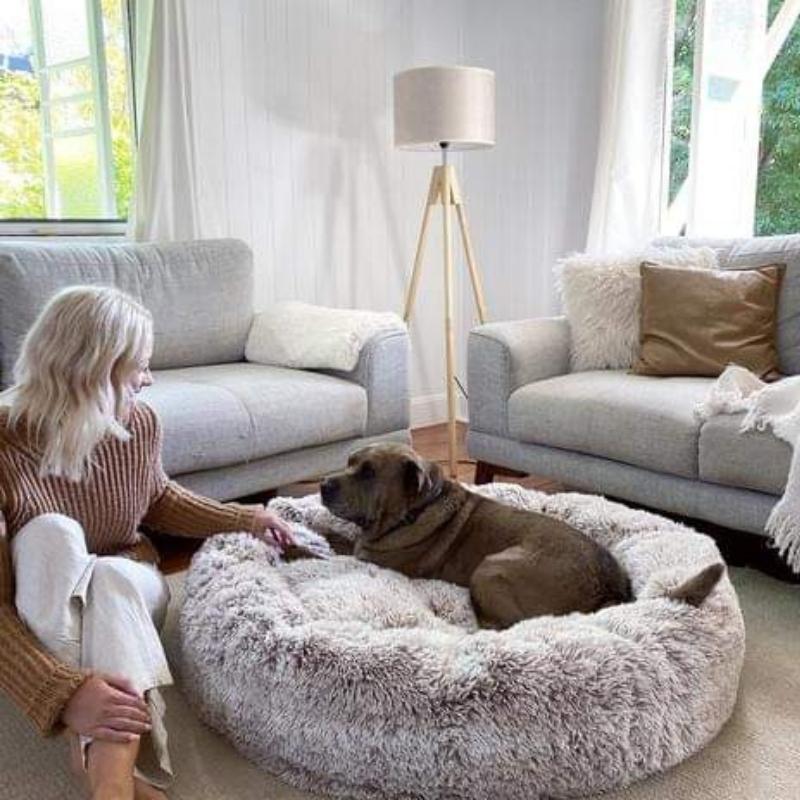 Donut Hondenmand Pluche Kalmerend Bed Anxiety Relief Comfortabel Nest voor Honden en Katten Huisdieren | Sulvida