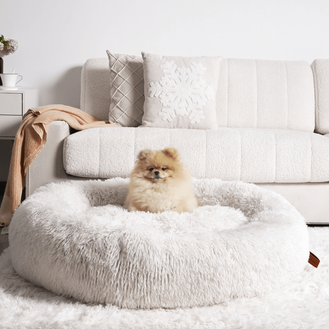 Donut Hondenmand Pluche Kalmerend Bed Anxiety Relief Comfortabel Nest voor Honden en Katten Huisdieren | Sulvida
