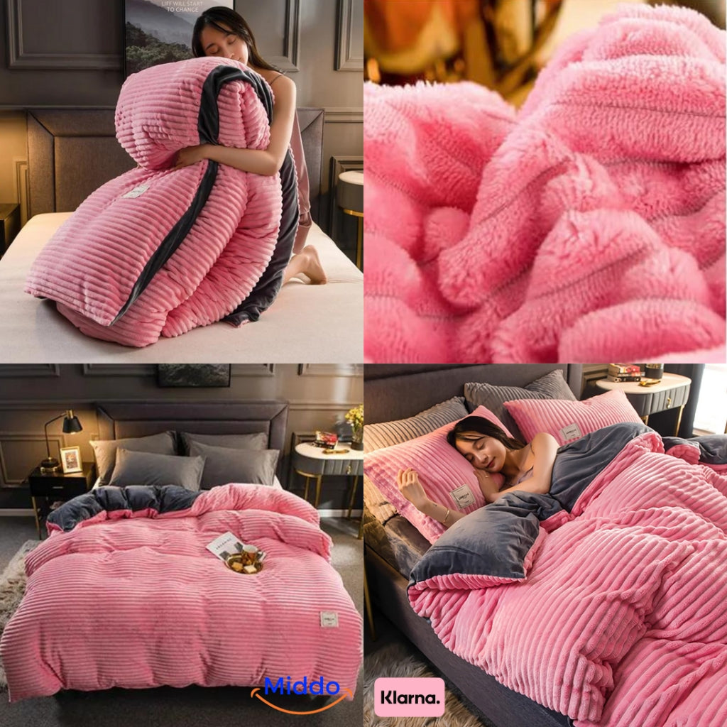 Housse de couette en velours corail, polaire douce et chaude, linge de lit d’hiver luxueux, unie, couverture en polaire teddy | Sulvida