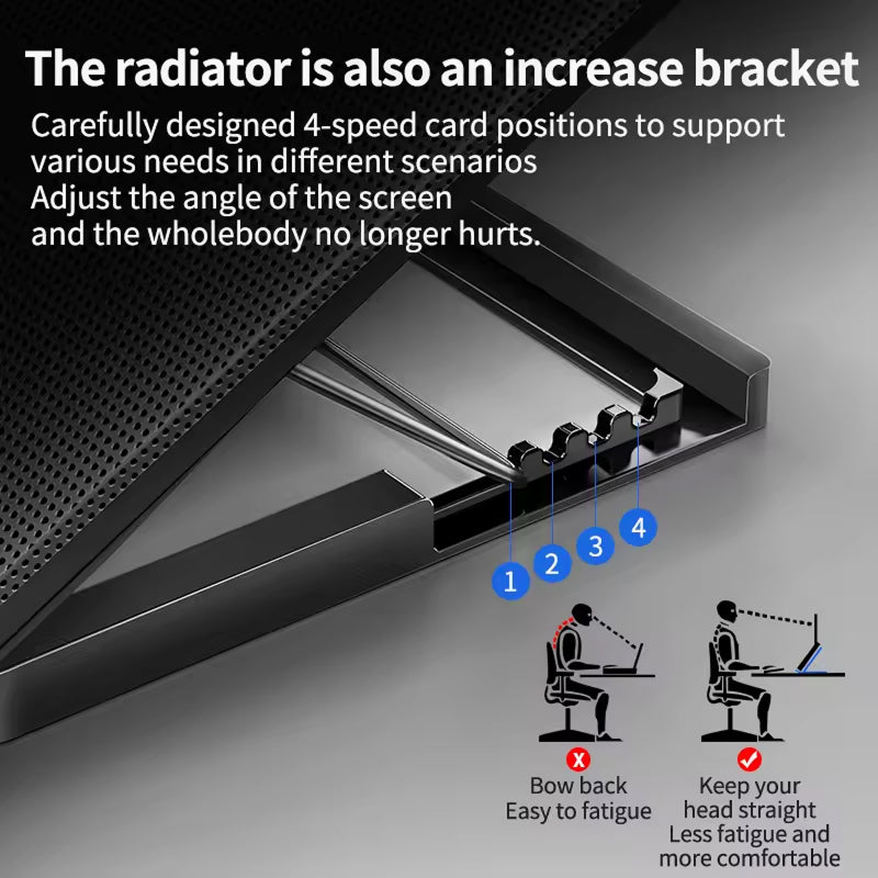 Support de refroidissement pour ordinateur portable avec deux ventilateurs, 2600 tr/min, vitesse réglable, système de refroidissement silencieux pour ordinateur portable de 12 à 17 pouces | Sulvida