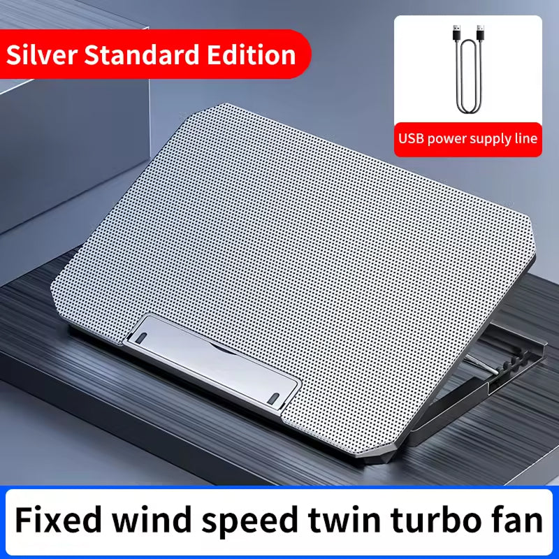 Support de refroidissement pour ordinateur portable avec deux ventilateurs, 2600 tr/min, vitesse réglable, système de refroidissement silencieux pour ordinateur portable de 12 à 17 pouces | Sulvida