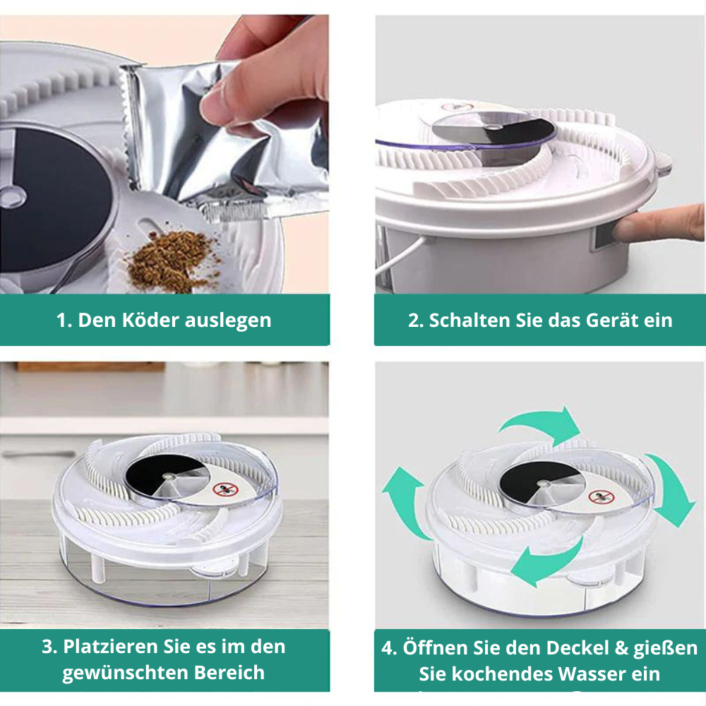 Automatische vliegenval stil draaiend aaslokmechanisme giftvrij insectenopvang effectief huishouden hygïenisch | Sulvida