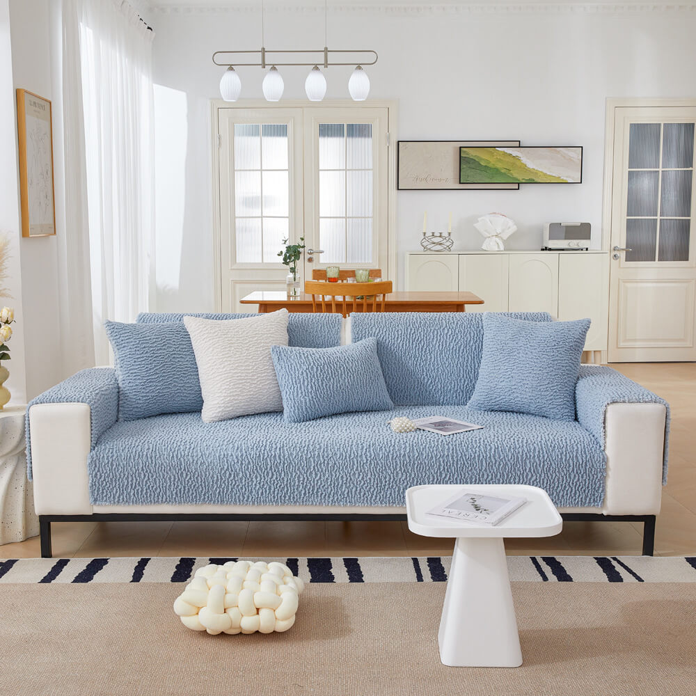 Teddy Fleece Bankhoes Crème Anti-Krab Meubelbeschermer Sofa Hoes voor Zitmeubels Banken en Fauteuils | Sulvida