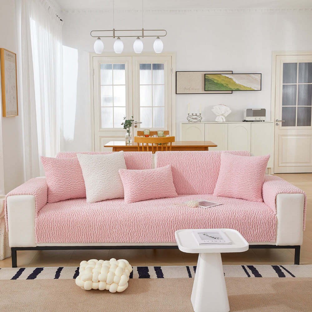 Teddy Fleece Bankhoes Crème Anti-Krab Meubelbeschermer Sofa Hoes voor Zitmeubels Banken en Fauteuils | Sulvida