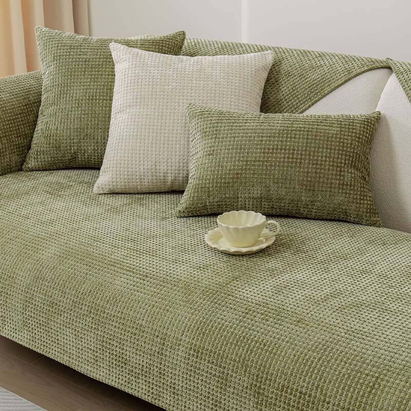 Chenille Bankhoes Wafelstructuur Antislip Meubelkleed Huisdierproof Bankafdekking voor Sofa Fauteuil | Sulvida