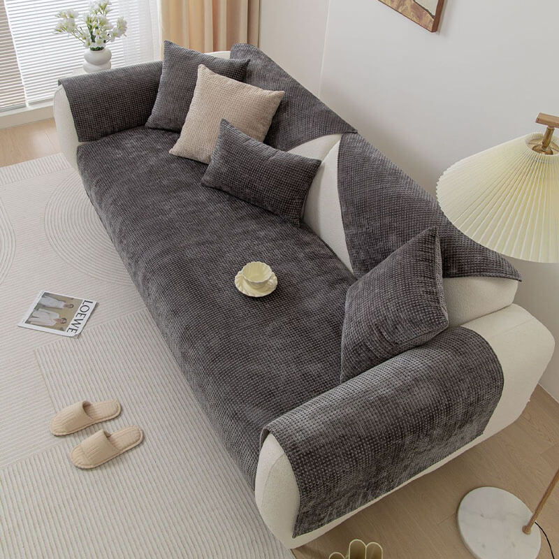 Chenille Bankhoes Wafelstructuur Antislip Meubelkleed Huisdierproof Bankafdekking voor Sofa Fauteuil | Sulvida