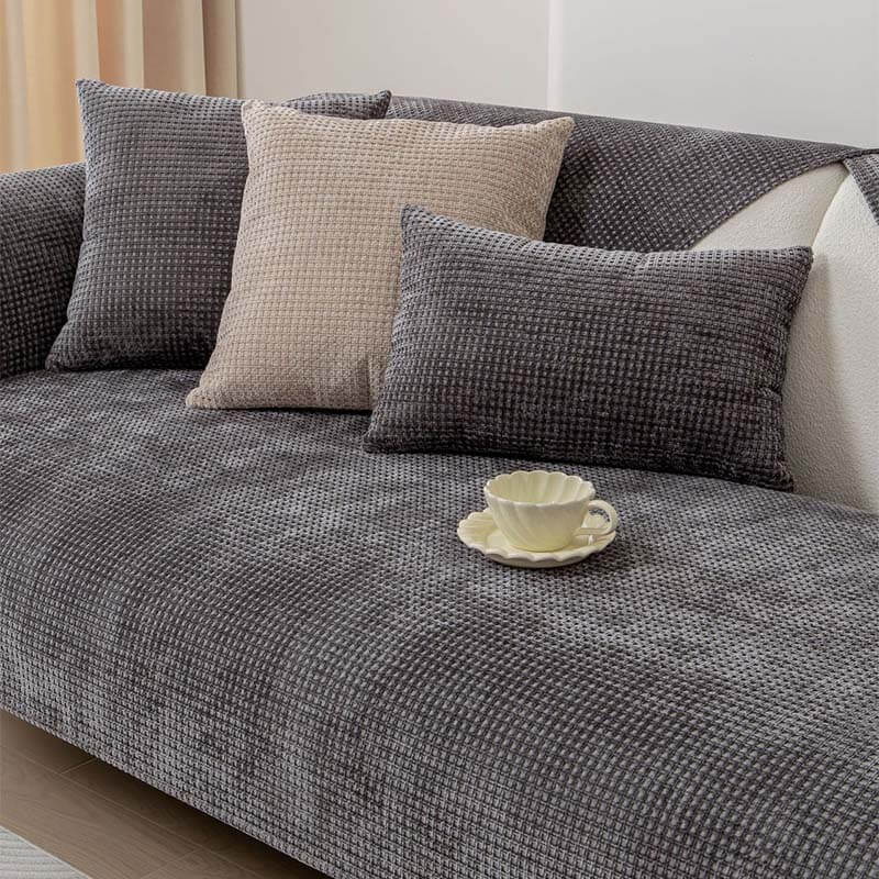 Chenille Bankhoes Wafelstructuur Antislip Meubelkleed Huisdierproof Bankafdekking voor Sofa Fauteuil | Sulvida