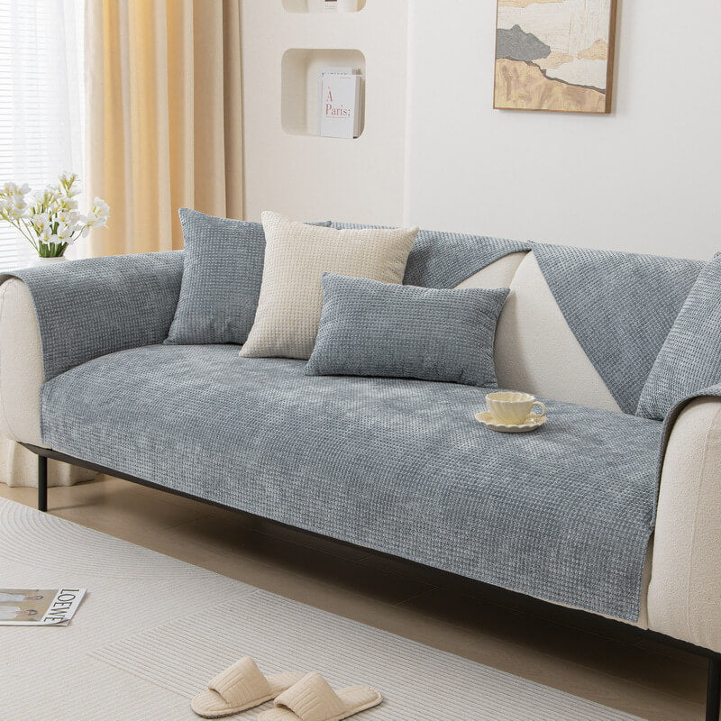 Chenille Bankhoes Wafelstructuur Antislip Meubelkleed Huisdierproof Bankafdekking voor Sofa Fauteuil | Sulvida
