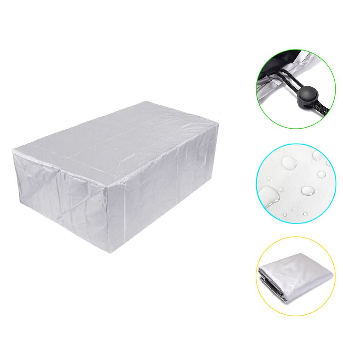 Beschermhoes voor tuinmeubels weersbestendig polyester zwart zilver waterafstotend UV-bestendig tuin terras | Sulvida