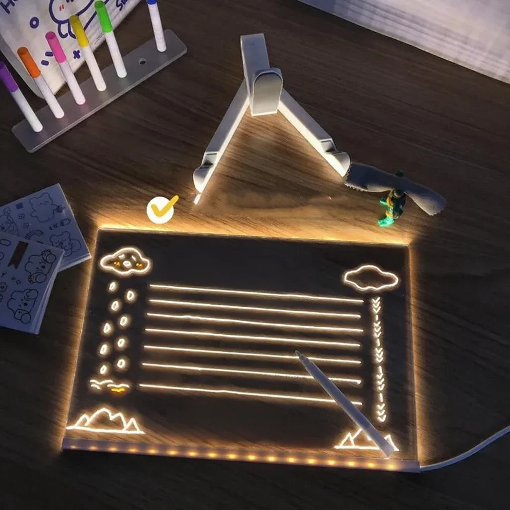 LED Tekenbord met Neonmarkers voor Notities en Creativiteit | Herbruikbaar Glow Board Rechthoek & Vierkant | Sulvida