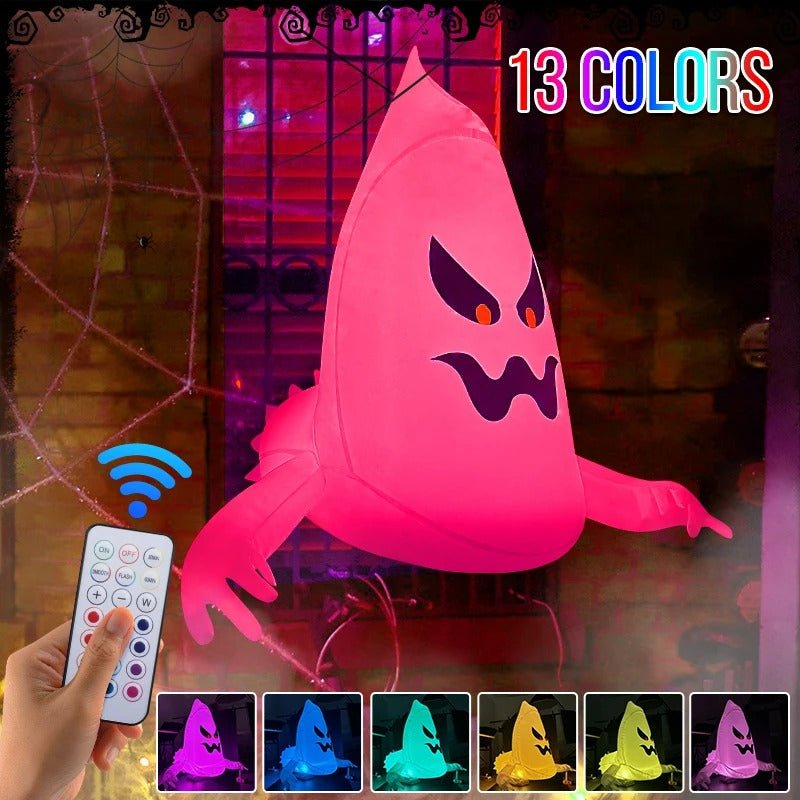 Opblaasbaar Spook met LED Verlichting – Groot Halloween Raamdecoratie – Feestversiering Tuin en Raam | Sulvida