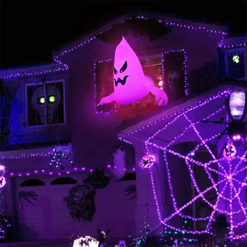 Opblaasbaar Spook met LED Verlichting – Groot Halloween Raamdecoratie – Feestversiering Tuin en Raam | Sulvida