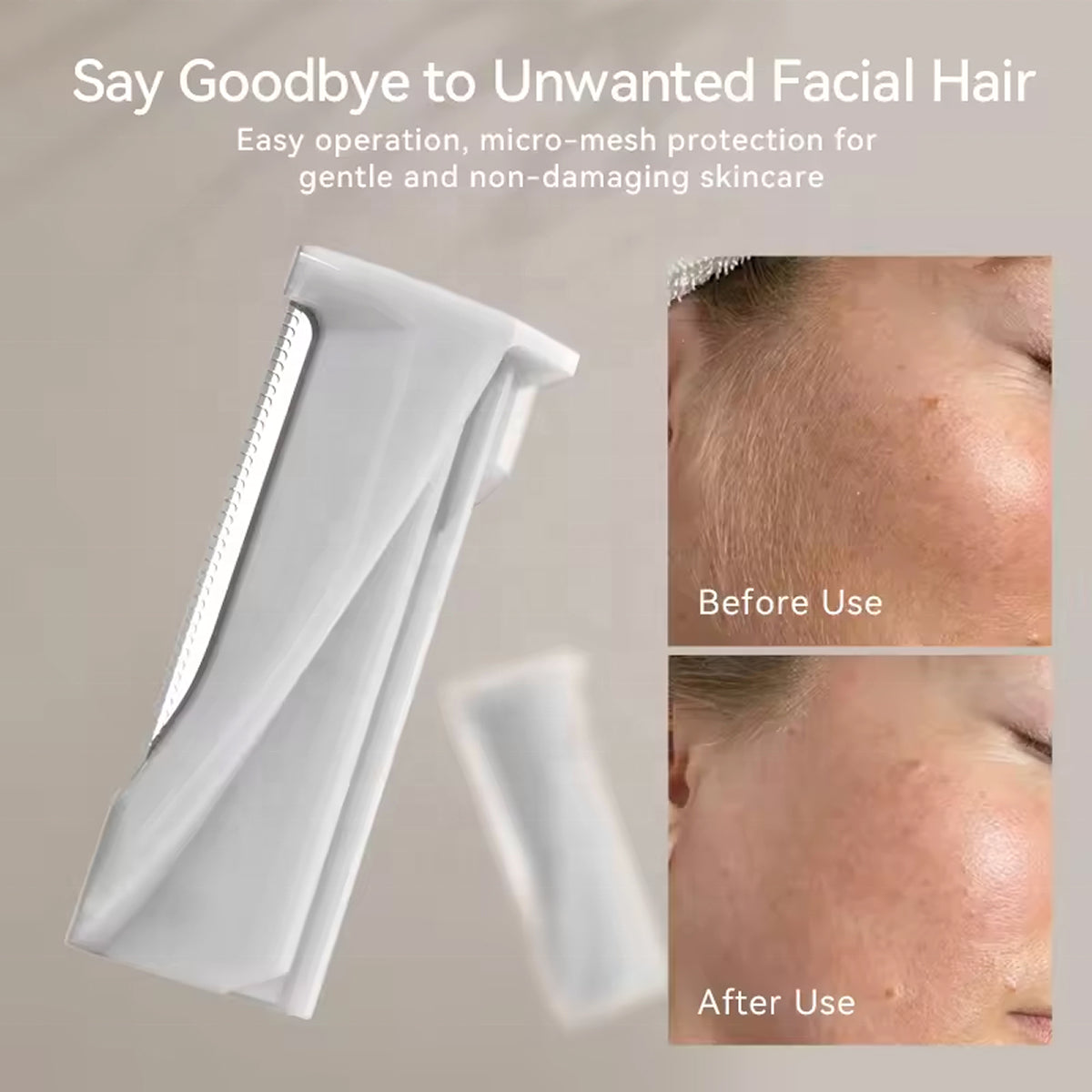 Appareil de dermaplaning sonique avec éclairage LED pour le visage et les sourcils | 3 vitesses, soin du visage | Sulvida