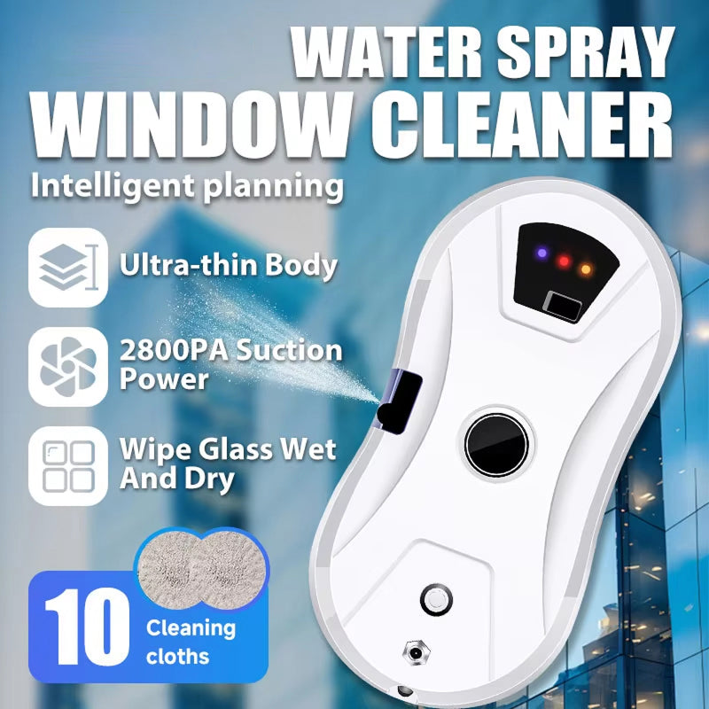 Robot lave-vitres intelligent avec planification d’itinéraire par IA, système d’alimentation en eau automatique, puissance d’aspiration de 2800pa, laveur de vitres | Sulvida