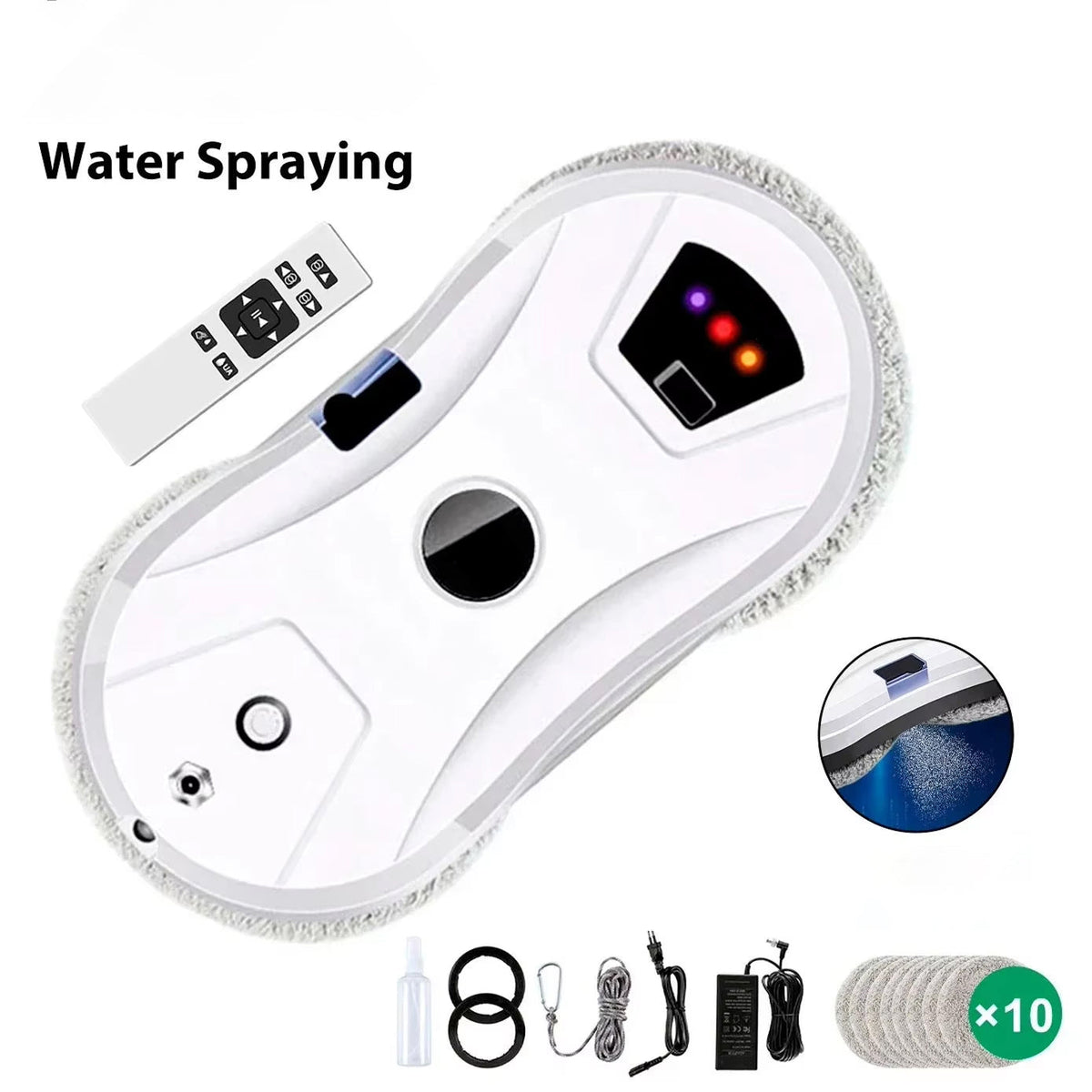 Robot lave-vitres intelligent avec planification d’itinéraire par IA, système d’alimentation en eau automatique, puissance d’aspiration de 2800pa, laveur de vitres | Sulvida