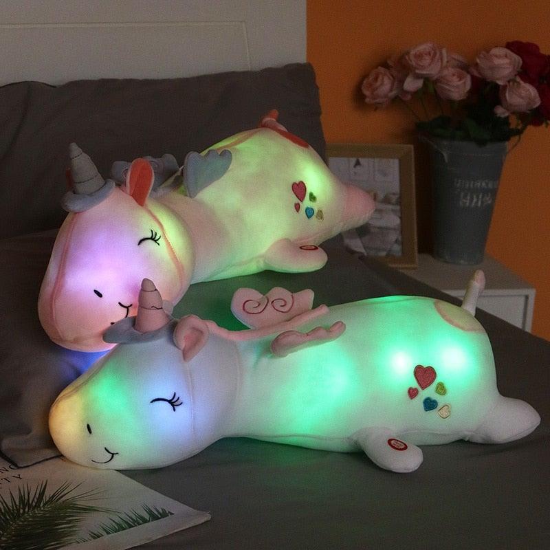 Lichtgevend Pluche Eenhoorn Knuffel met Regenboog LED Verlichting 60 cm Zacht Nachtlampje voor Kinderkamer | Sulvida