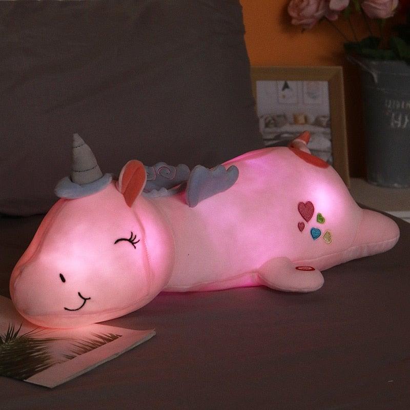 Lichtgevend Pluche Eenhoorn Knuffel met Regenboog LED Verlichting 60 cm Zacht Nachtlampje voor Kinderkamer | Sulvida
