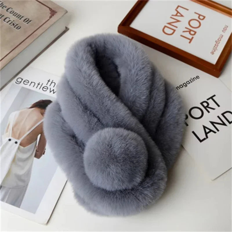 Nepbont Wintersjaal Dames Pluche Kraag Nekwarmer Luxe Zachte Halsdoek Herfst Winter Warme Stola Accessoire | Sulvida
