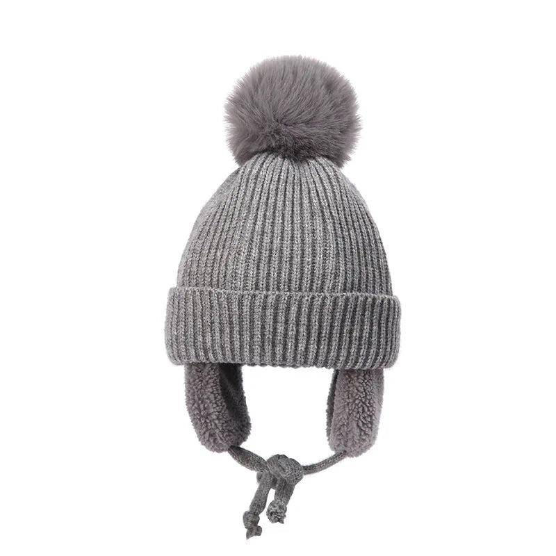 Gebreide kindermuts met oorflappen – warme winterbeanie voor peuters en kinderen 2-8 jaar – zachte muts | Sulvida
