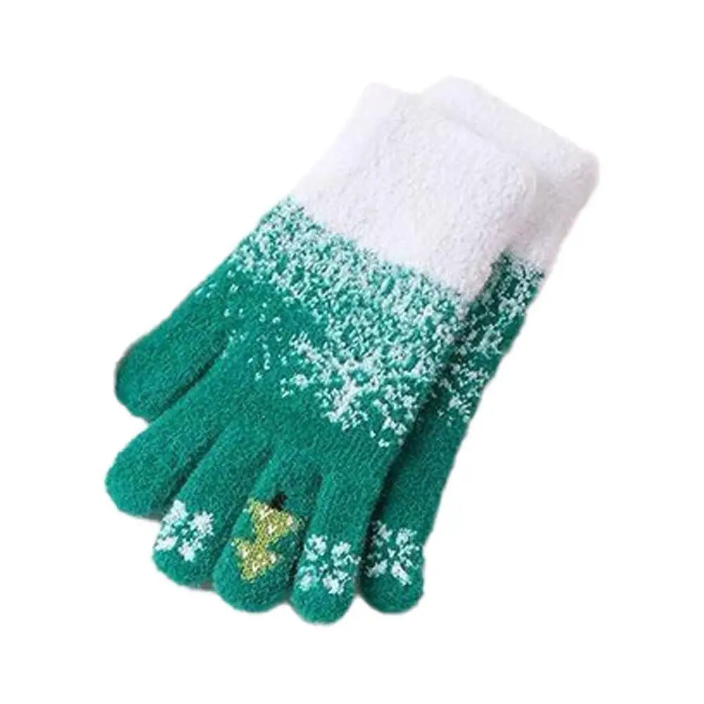 Gebreide Vingerloze Handschoenen met Fleecevoering Converteerbaar Groen Rood Wit Winter Warm Dames Heren | Sulvida