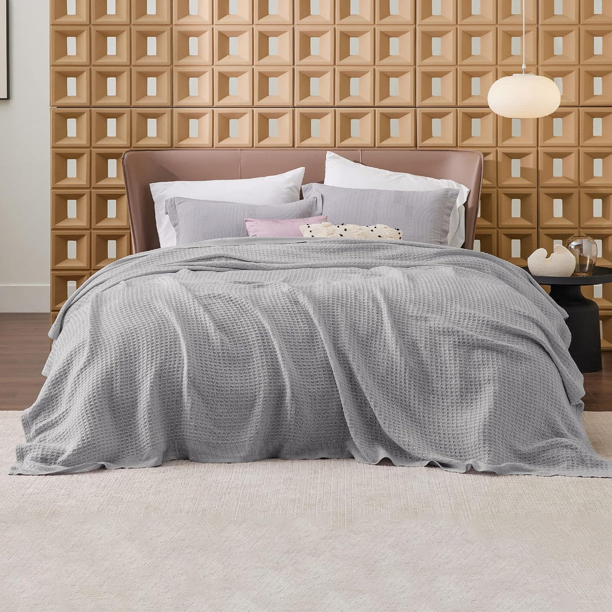 Katoenen Wafelweefsel Deken Queen Size Zacht Ademend Licht Luxe Zomerdeken voor Bed Bank Slaapkamer Comfort | Sulvida
