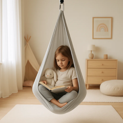 Tube suspendu en coton pour enfants – Espace sensoriel apaisant pour la détente, le mouvement, la motricité et le jeu à la maison | Sulvida
