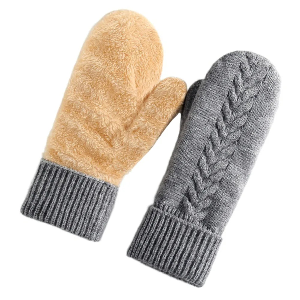 Winterwanten dubbellaags met fleecevoering zwart roze rood grijs beige kaki warm winddicht handschoenen dames | Sulvida