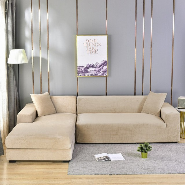 Elastische Bankhoes Fluweel Volledige Bescherming 1-4 Zits Wasbaar Vlekbestendig Huisdieren Stretch Sofa Cover | Sulvida