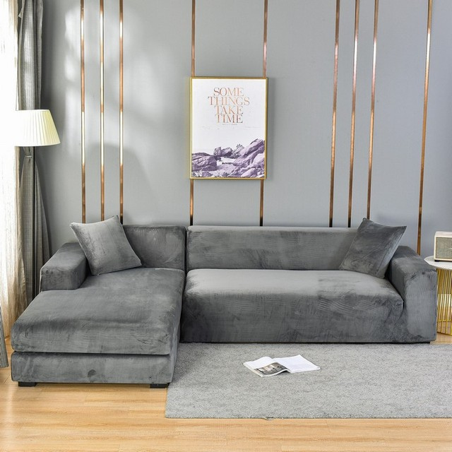 Elastische Bankhoes Fluweel Volledige Bescherming 1-4 Zits Wasbaar Vlekbestendig Huisdieren Stretch Sofa Cover | Sulvida