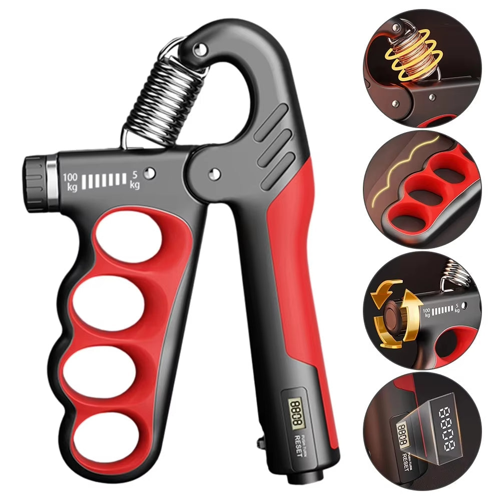Verstelbare Handtrainer tot 100 kg – Onderarmtrainer met Teller voor Grip en Spierkracht – Ergonomisch Handknijper Geschikt voor Beginners en Gevorderden | Sulvida