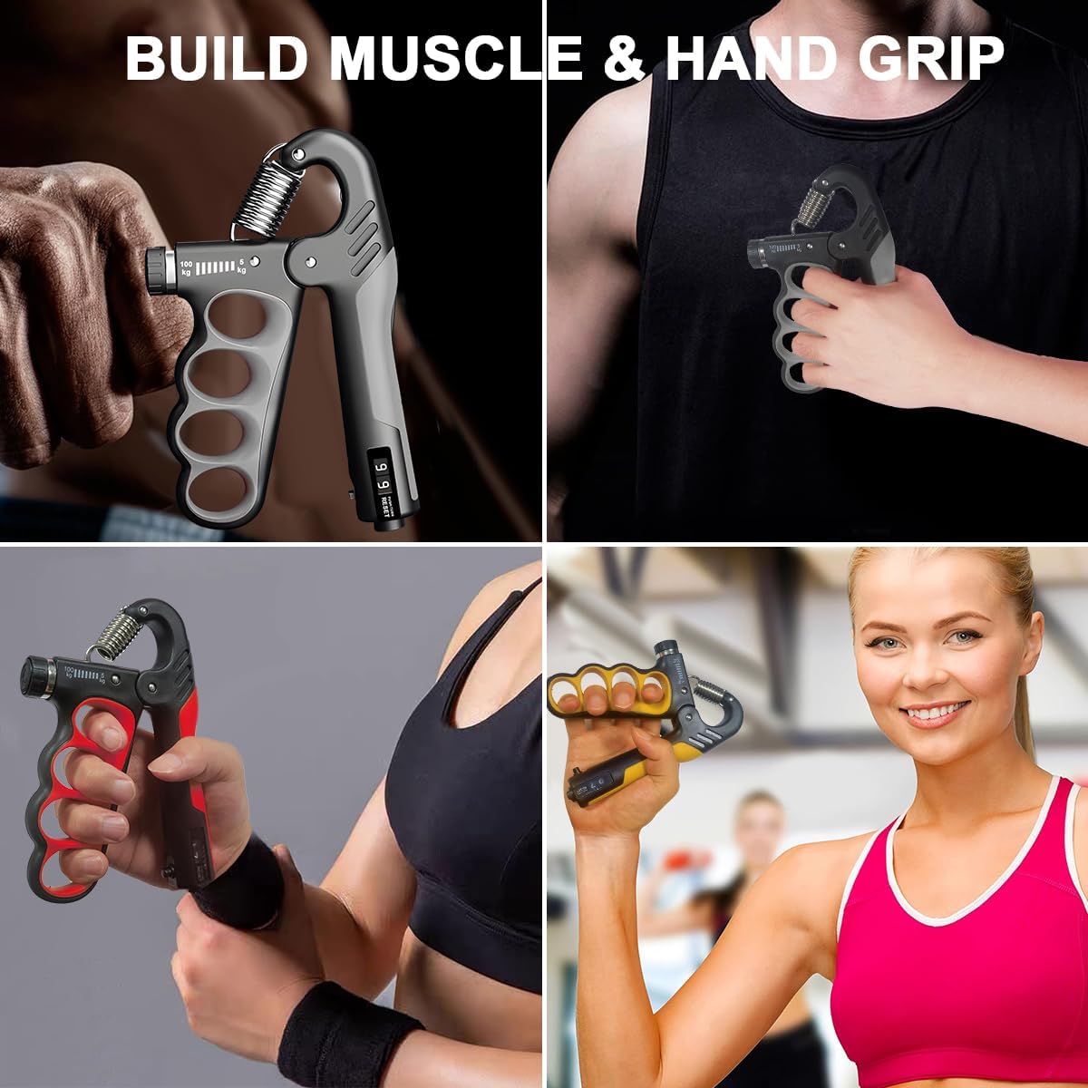 Verstelbare Handtrainer tot 100 kg – Onderarmtrainer met Teller voor Grip en Spierkracht – Ergonomisch Handknijper Geschikt voor Beginners en Gevorderden | Sulvida