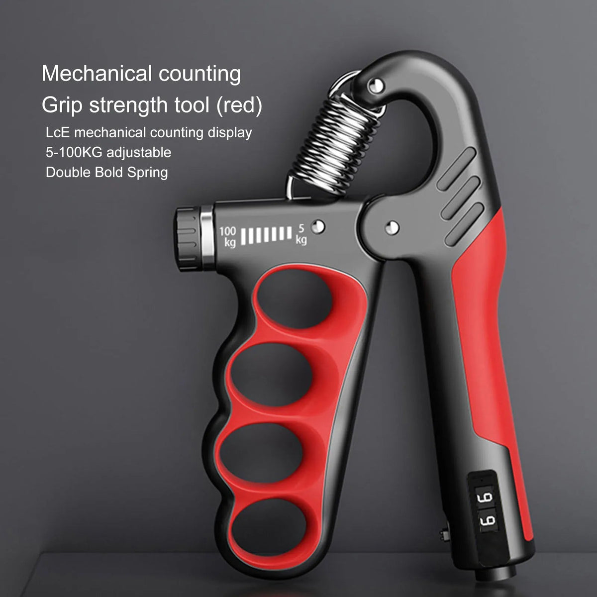 Verstelbare Handtrainer tot 100 kg – Onderarmtrainer met Teller voor Grip en Spierkracht – Ergonomisch Handknijper Geschikt voor Beginners en Gevorderden | Sulvida