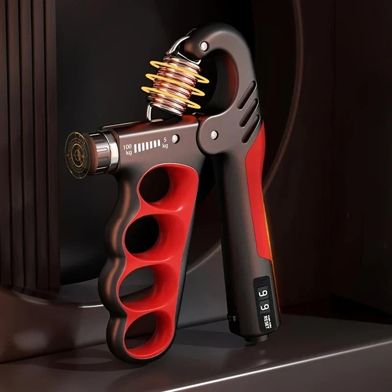 Verstelbare Handtrainer tot 100 kg – Onderarmtrainer met Teller voor Grip en Spierkracht – Ergonomisch Handknijper Geschikt voor Beginners en Gevorderden | Sulvida